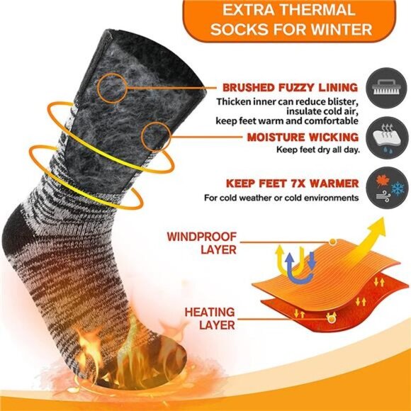 3 Pairs Unisex Warm Thermal Socks Winter Insulated Socks for Cold Weather - Picture 3 of 6